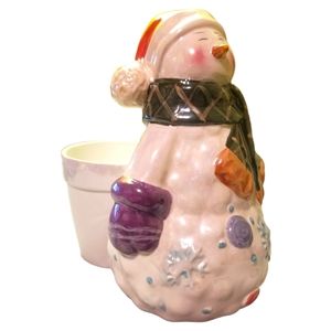 Vtg Bloom Rite Snowman Planter Mercury Glass Pot